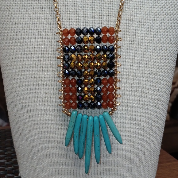 ✝️ Necklace with Turquoise Blue Stones - Picture 3 of 3